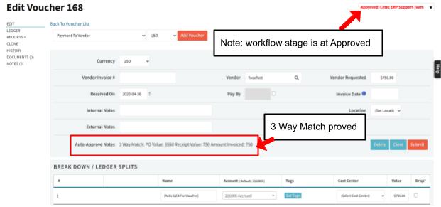 3-way match approved voucher.