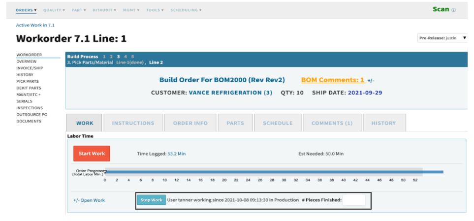 Kiosk Mode Work Order