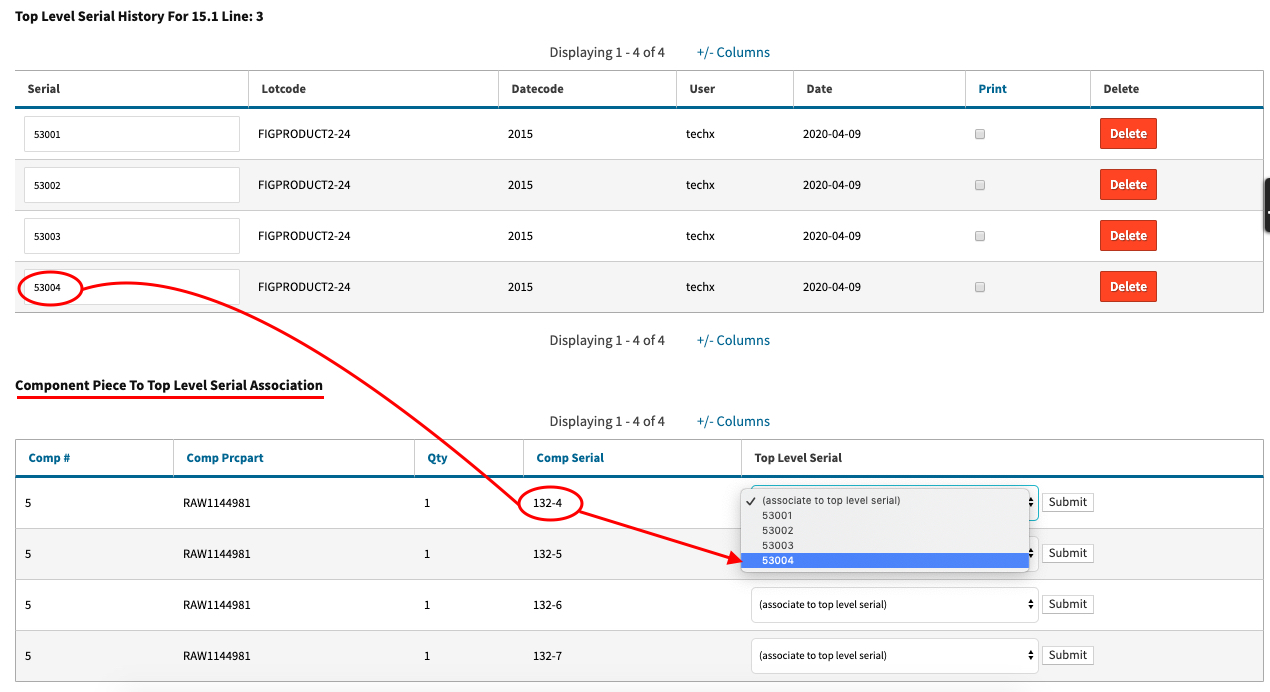 Lot and serial control in cloud ERP