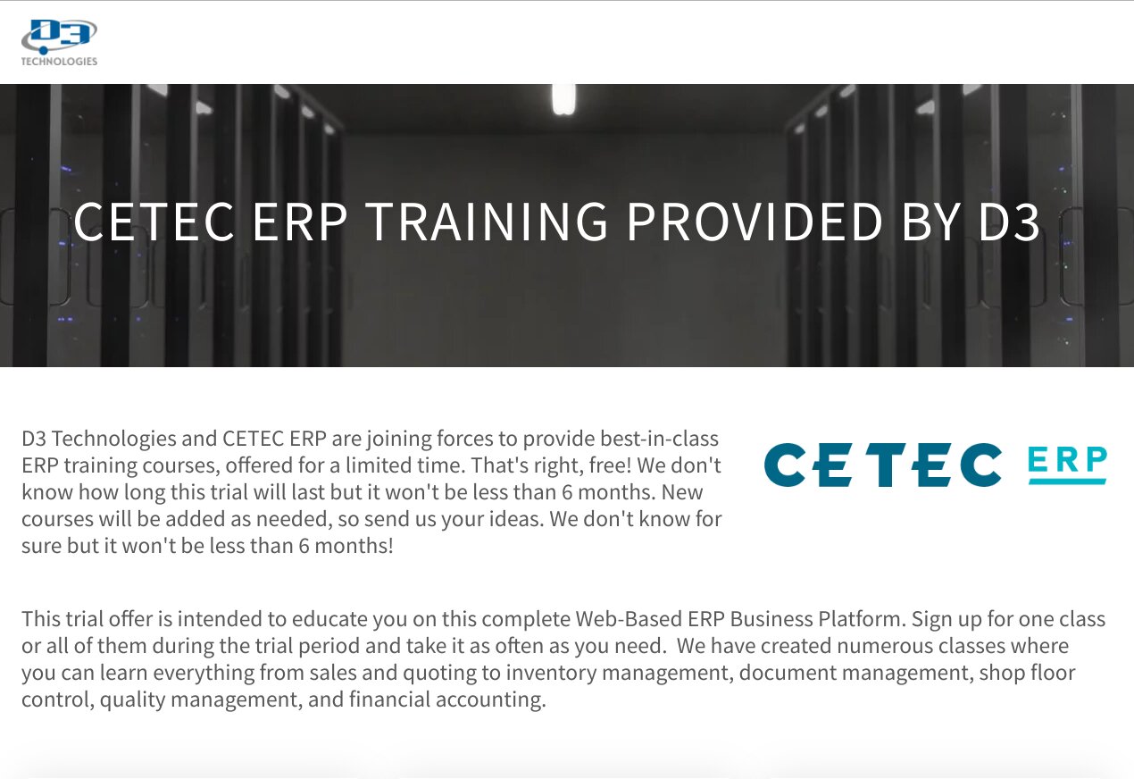 Cetec ERP Training Courses.