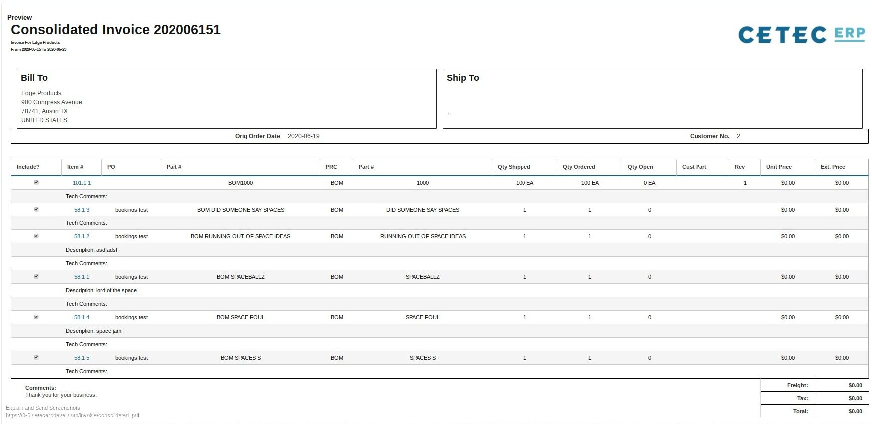 Using Consolidated Invoicing for Partial Shipments in Cetec ERP