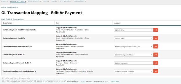 AR Payment GL Mapping and Ledger Impacts in Cetec ERP